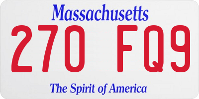 MA license plate 270FQ9