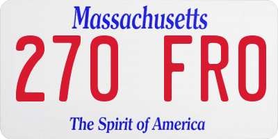 MA license plate 270FR0