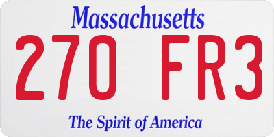 MA license plate 270FR3