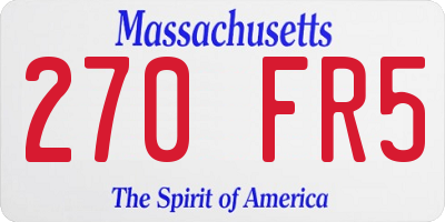 MA license plate 270FR5