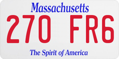 MA license plate 270FR6
