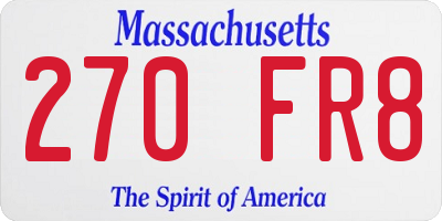 MA license plate 270FR8