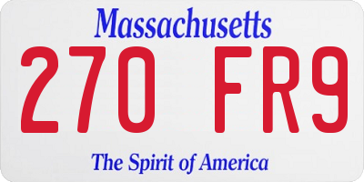 MA license plate 270FR9