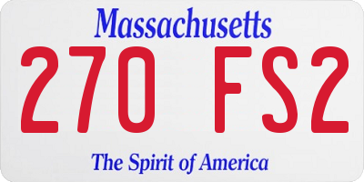 MA license plate 270FS2