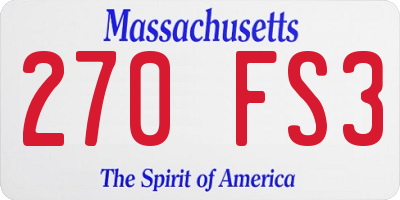 MA license plate 270FS3