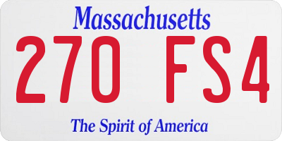 MA license plate 270FS4