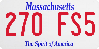 MA license plate 270FS5