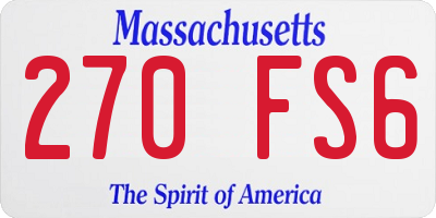 MA license plate 270FS6