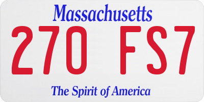 MA license plate 270FS7