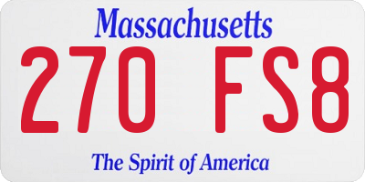 MA license plate 270FS8