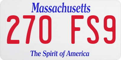MA license plate 270FS9