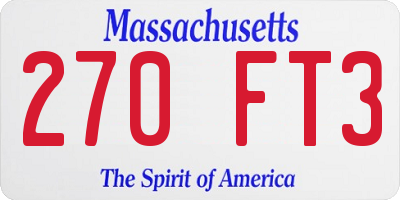 MA license plate 270FT3