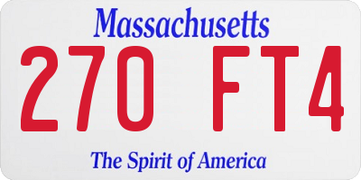 MA license plate 270FT4
