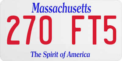 MA license plate 270FT5