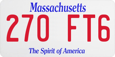MA license plate 270FT6