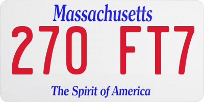 MA license plate 270FT7