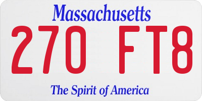 MA license plate 270FT8