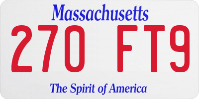 MA license plate 270FT9