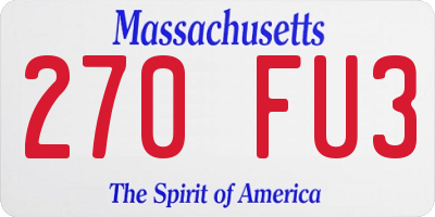 MA license plate 270FU3