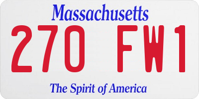 MA license plate 270FW1