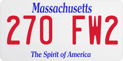 MA license plate 270FW2
