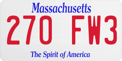 MA license plate 270FW3