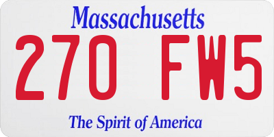 MA license plate 270FW5