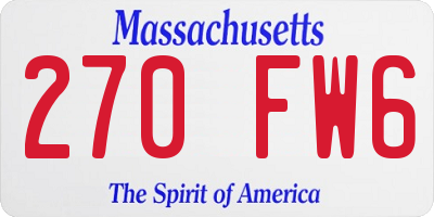 MA license plate 270FW6