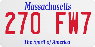 MA license plate 270FW7