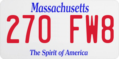 MA license plate 270FW8