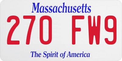 MA license plate 270FW9