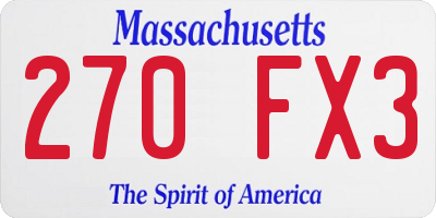 MA license plate 270FX3