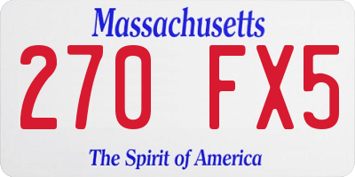 MA license plate 270FX5