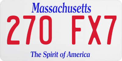 MA license plate 270FX7