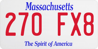MA license plate 270FX8