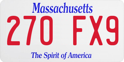 MA license plate 270FX9