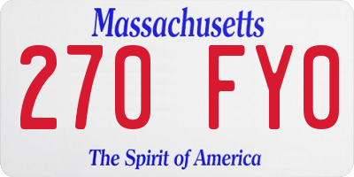 MA license plate 270FY0