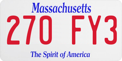 MA license plate 270FY3