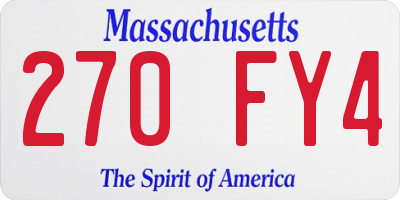 MA license plate 270FY4