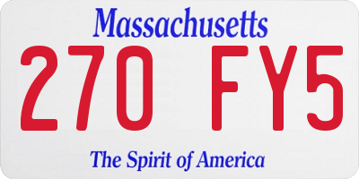 MA license plate 270FY5