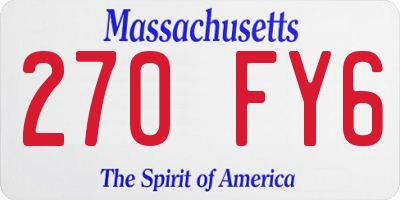 MA license plate 270FY6