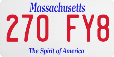 MA license plate 270FY8