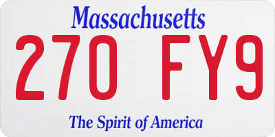 MA license plate 270FY9