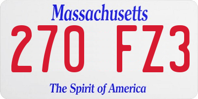 MA license plate 270FZ3