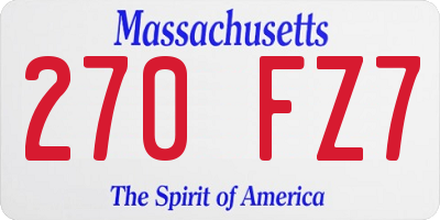 MA license plate 270FZ7