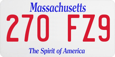 MA license plate 270FZ9