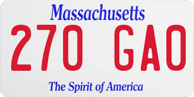 MA license plate 270GA0