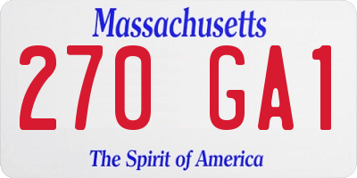 MA license plate 270GA1