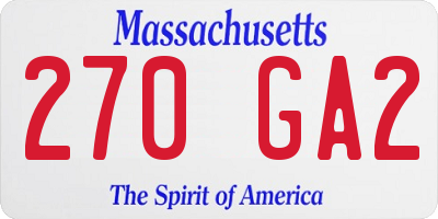 MA license plate 270GA2