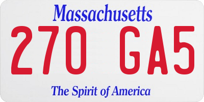 MA license plate 270GA5